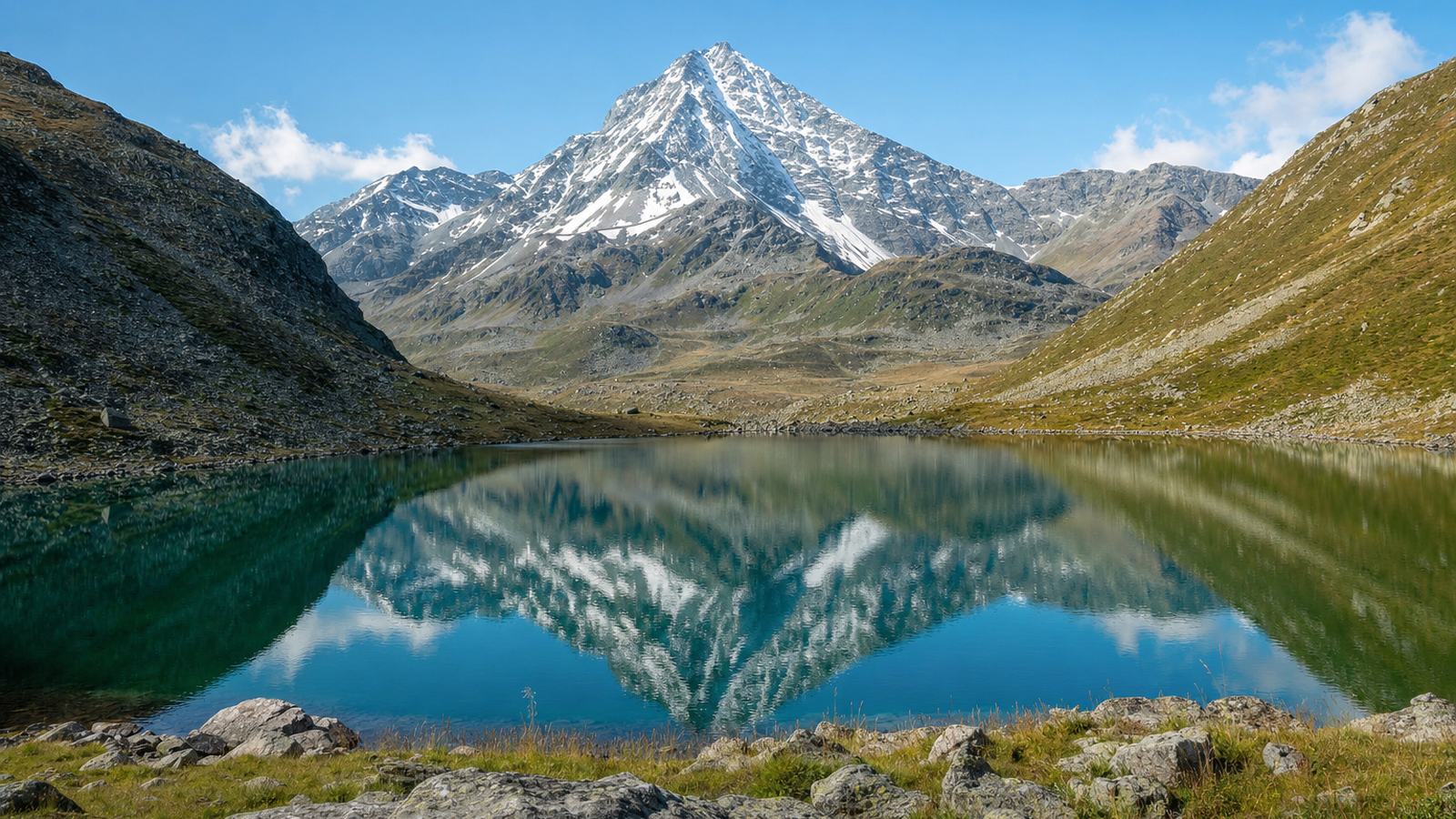 Le Lac de Gaube sous les parois du Vignemale, reflets calmes et forêt de sapins au premier plan